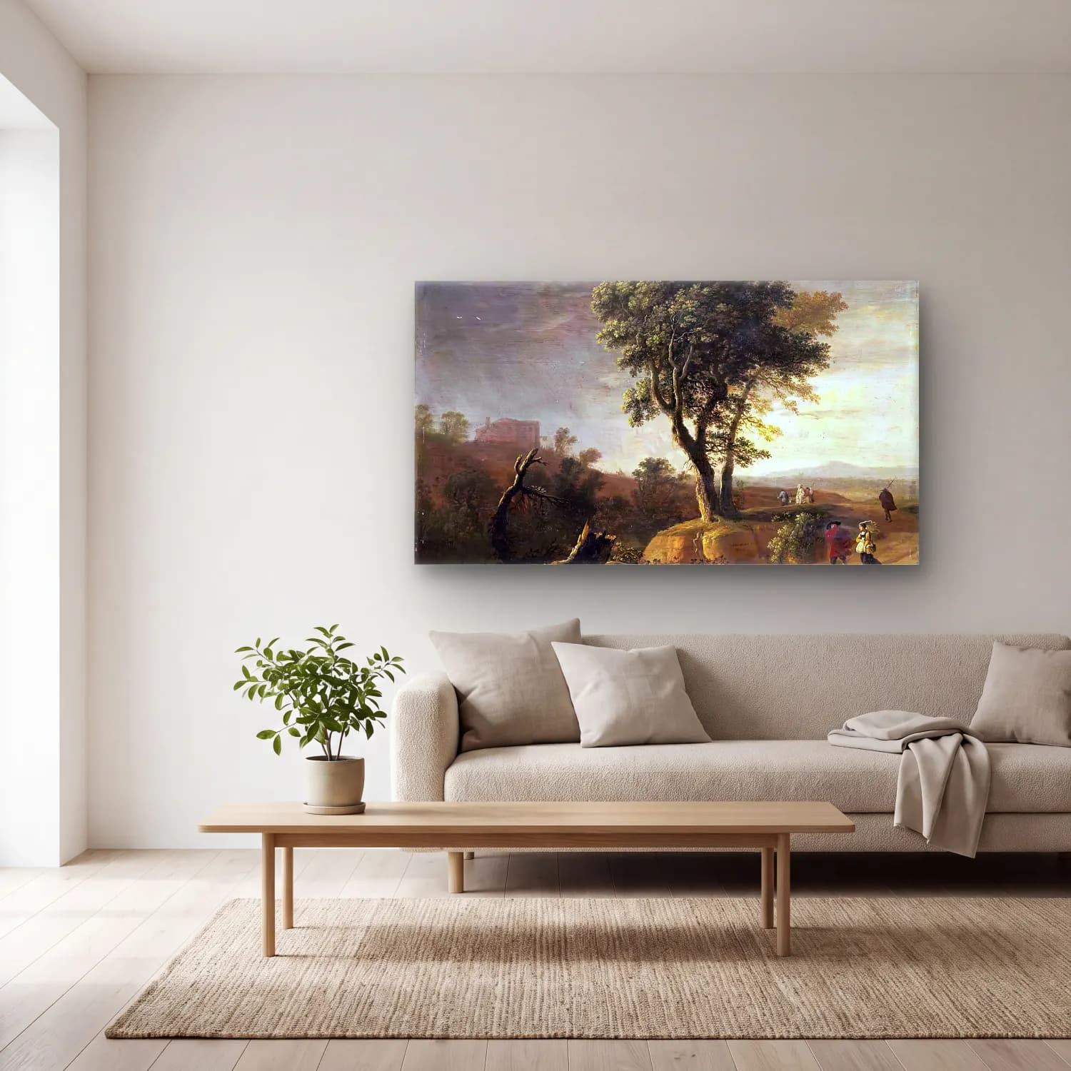 Herman van Swanevelt – An Italianate Landscape cam tablo — açık renk salonda