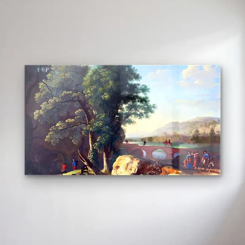 Herman van Swanevelt – Italianate Landscape cam tablo — Herman van Swanevelt – Italianate Landscape — yağlı boya kırda nehir