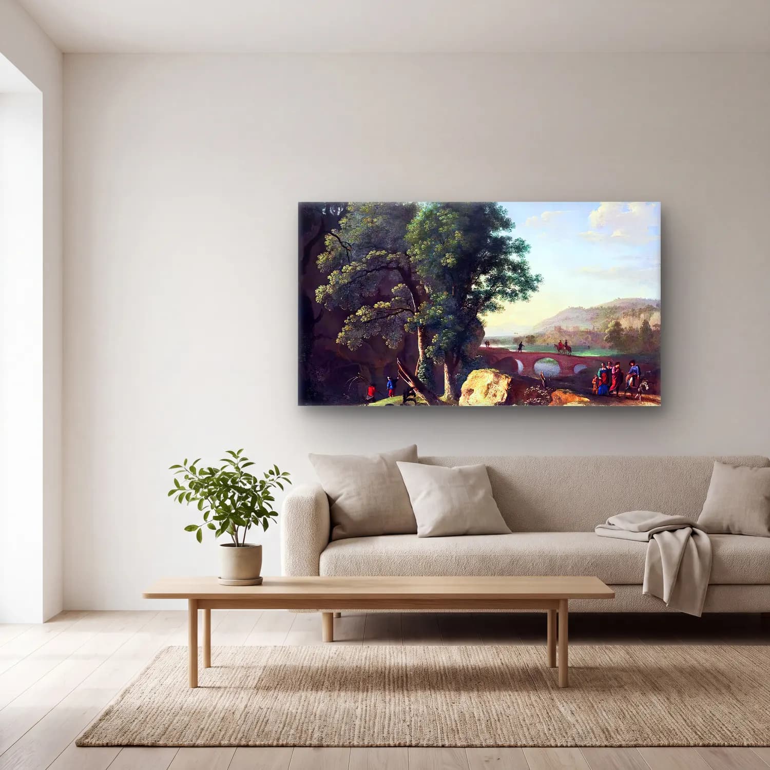 Herman van Swanevelt – Italianate Landscape cam tablo — açık renk salonda