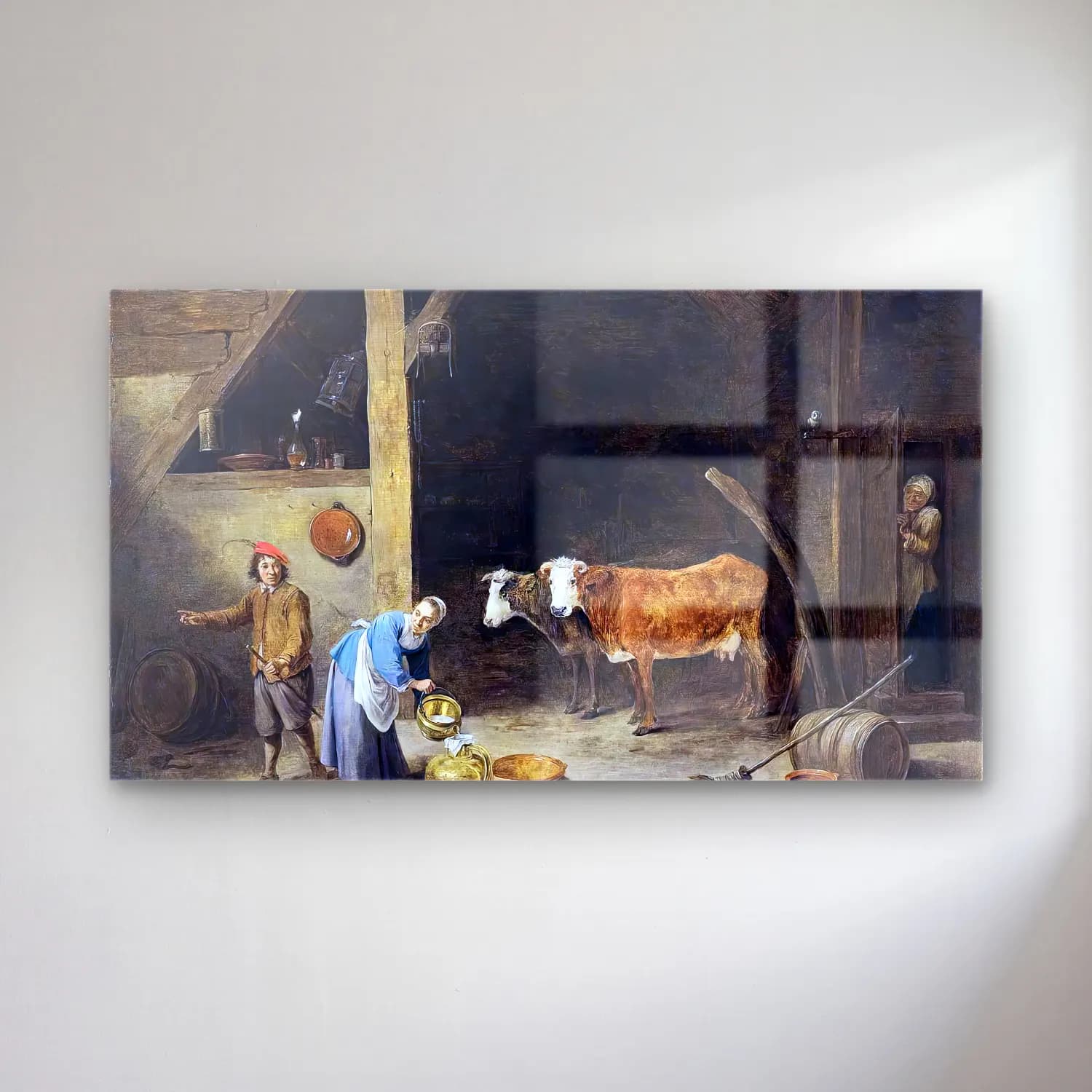 David Teniers the Younger – A Barn Interior cam tablo — David Teniers the Younger – A Barn Interior — vintage kır evi