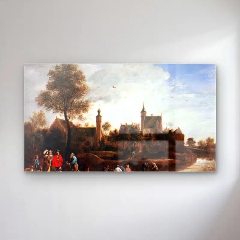 David Teniers the Younger – A View of Het Sterckshof near Antwerp cam tablo — David Teniers the Younger – A View of Het Sterckshof near Antwerp — yağlı boya şato