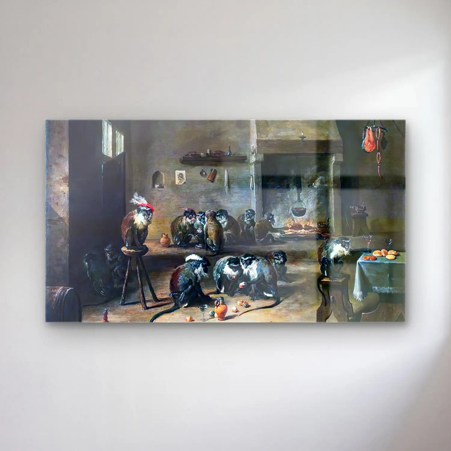David Teniers the Younger – Apes in the Kitchen cam tablo — David Teniers the Younger – Apes in the Kitchen — yağlı boya maymun