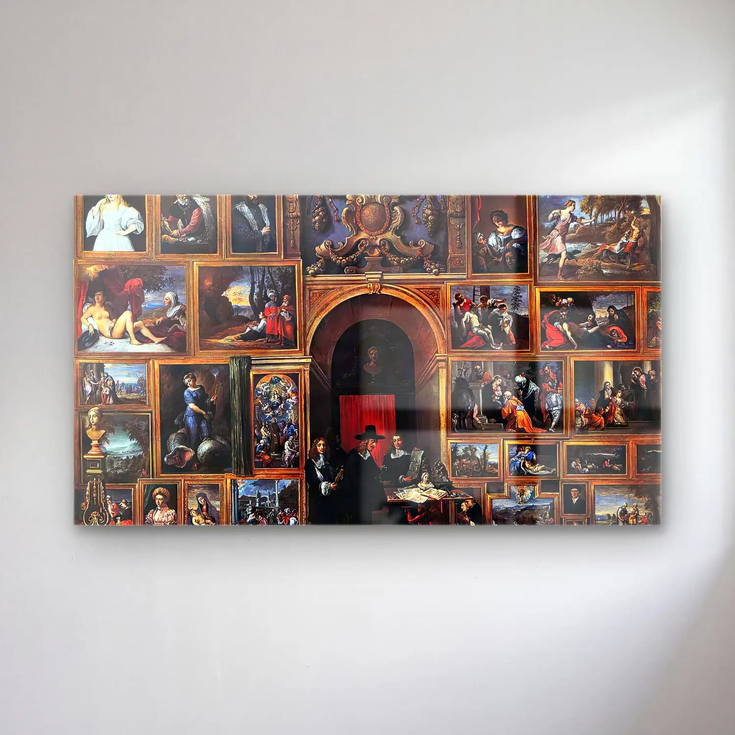 David Teniers the Younger – Archduke Leopold Wilhelm of Austria in his Gallery cam tablo — David Teniers the Younger – Archduke Leopold Wilhelm of Austria in his Gallery — maksimalist dini sahne