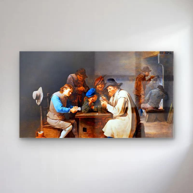 David Teniers the Younger – Card Players cam tablo — David Teniers the Younger – Card Players — yağlı boya dini sahne