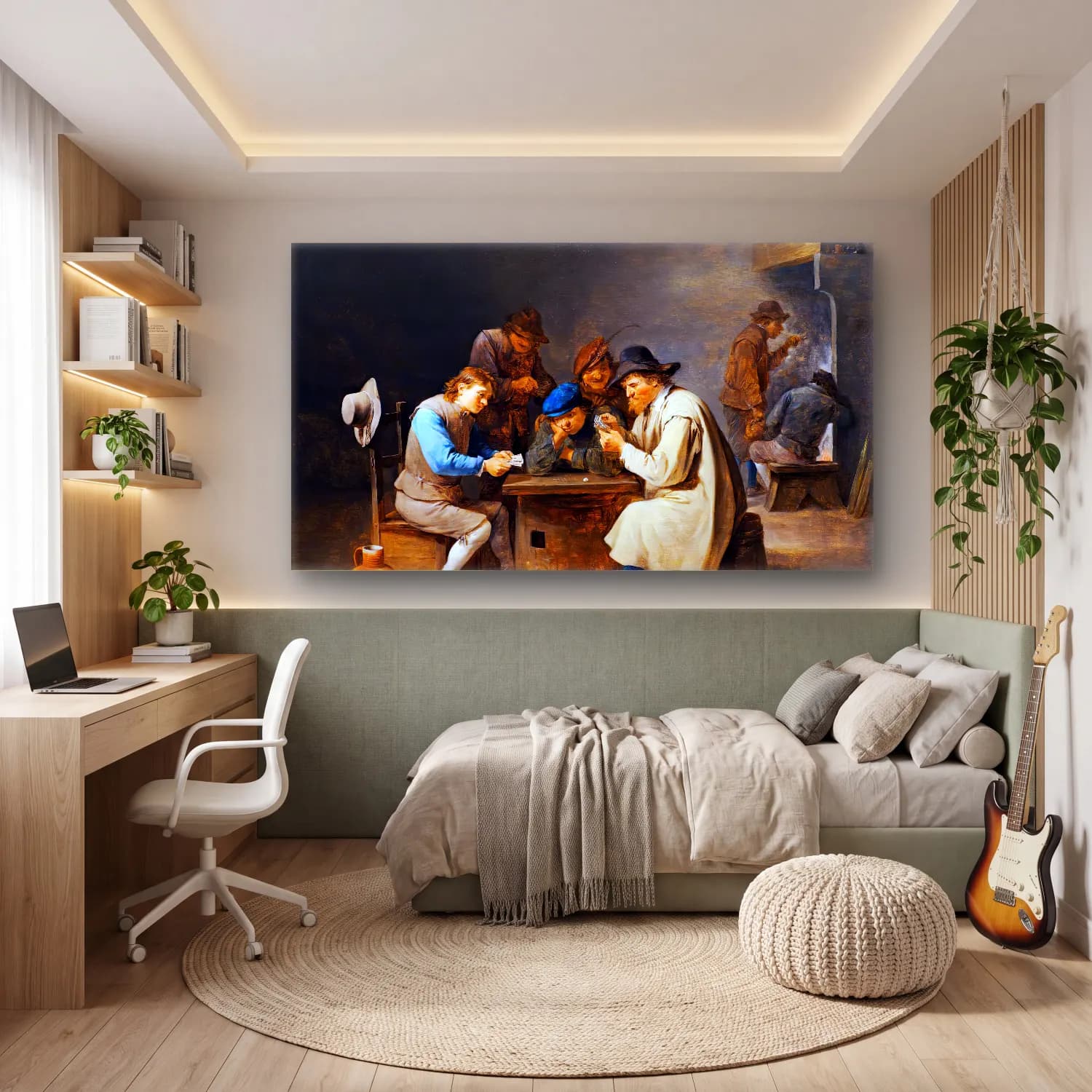 David Teniers the Younger – Card Players cam tablo — genç odasında