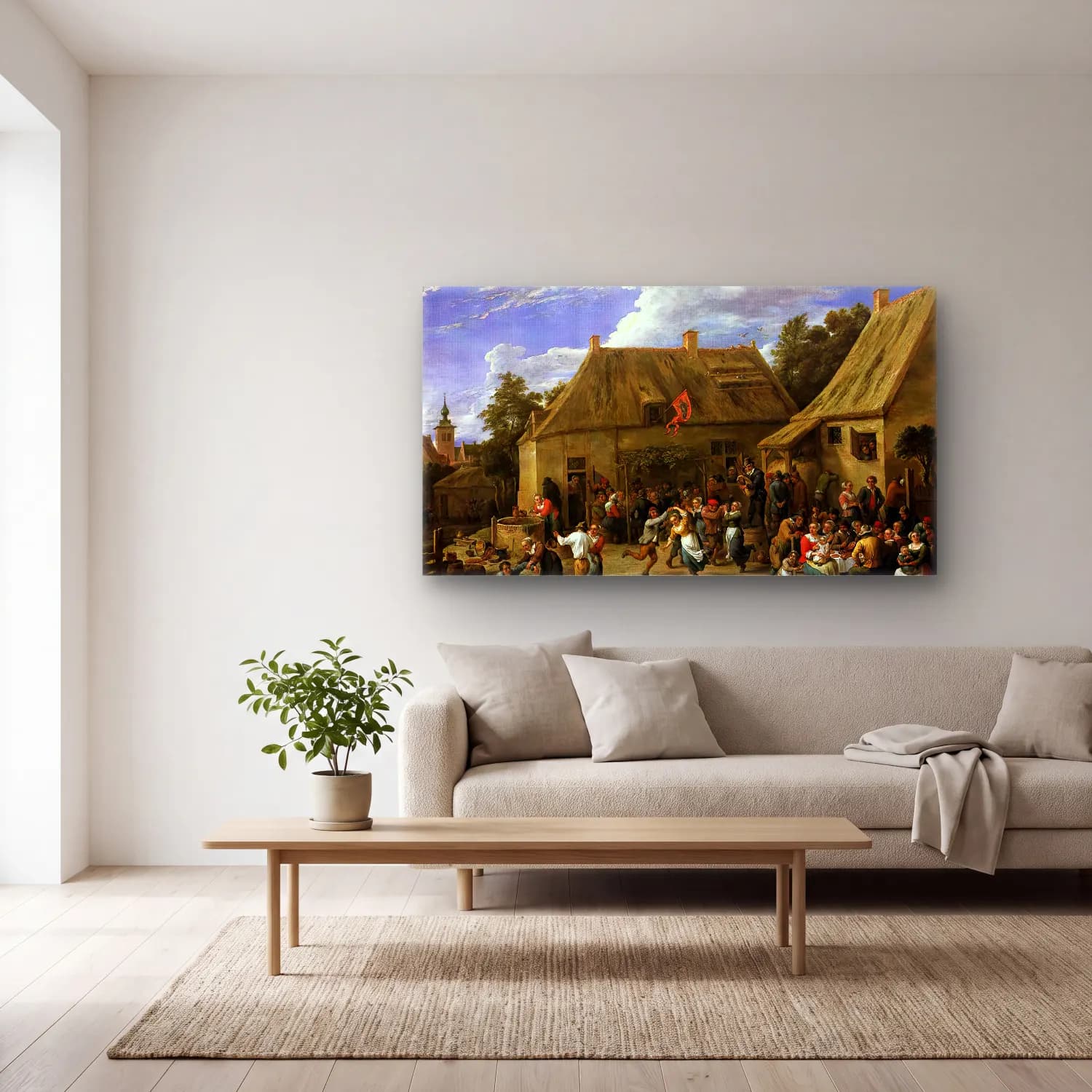 David Teniers the Younger – Country Kermis cam tablo — açık renk salonda