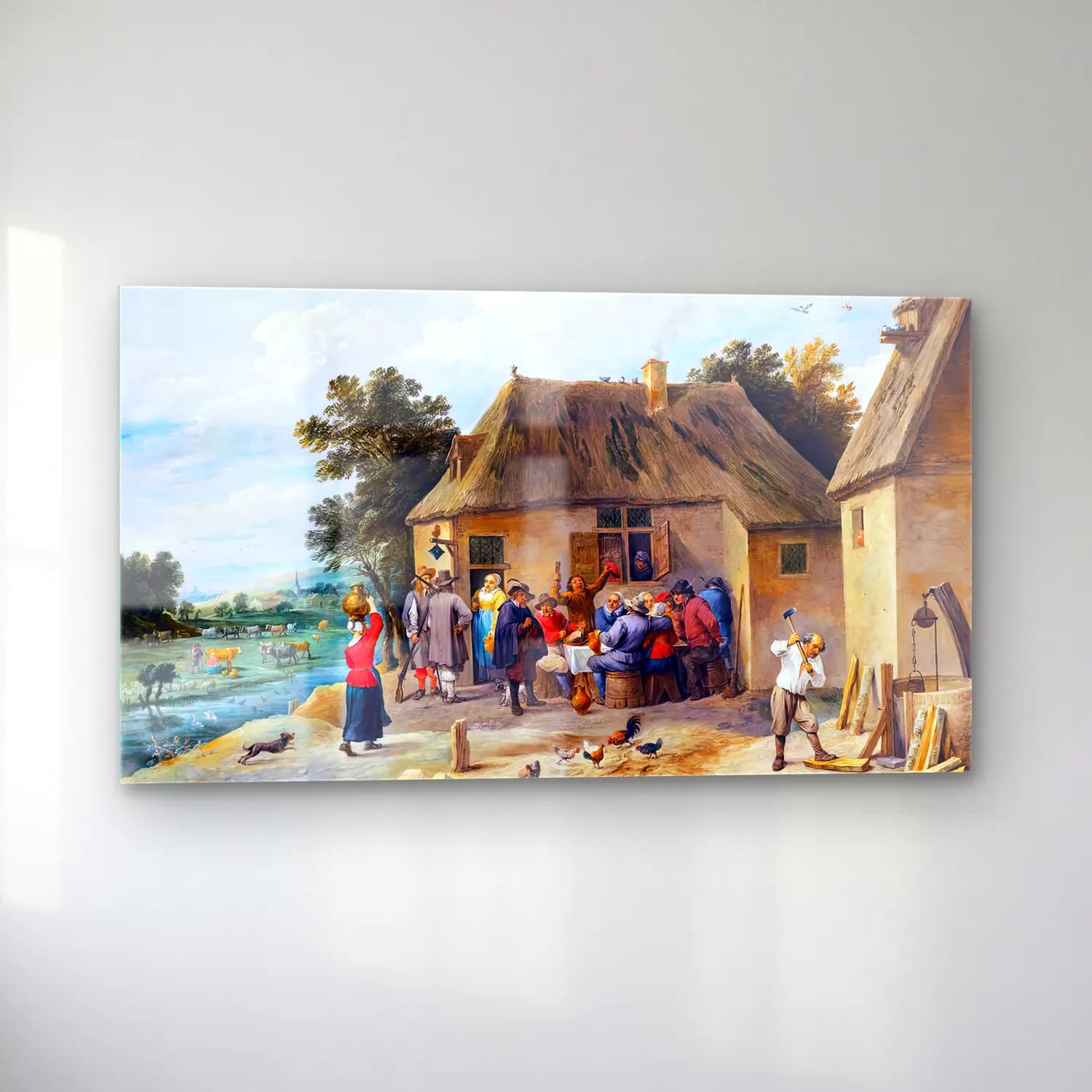 David Teniers the Younger – Countryside Inn with Revellers cam tablo — sol açıdan görünüm