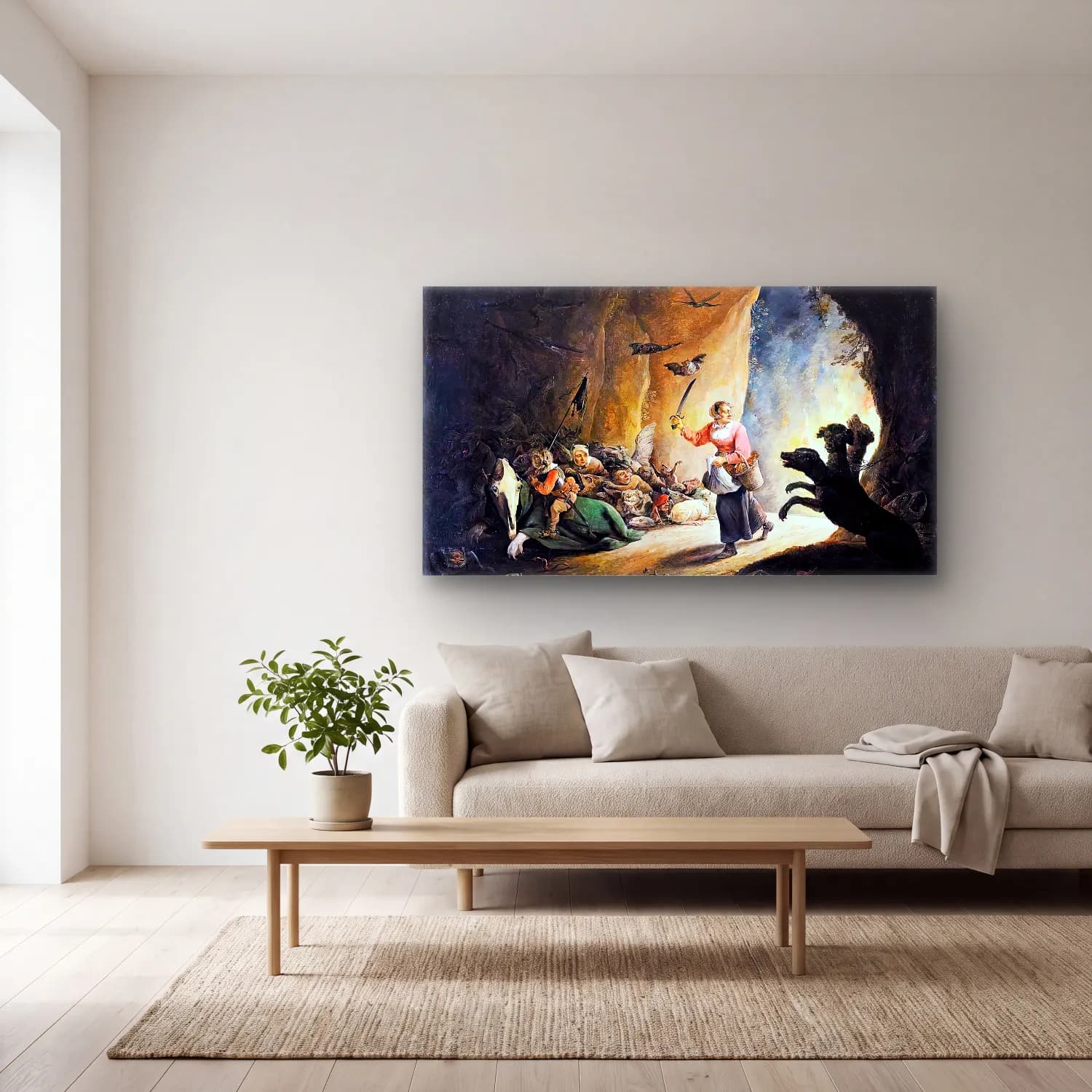 David Teniers the Younger – Dulle Griet (Mad Meg) cam tablo — açık renk salonda