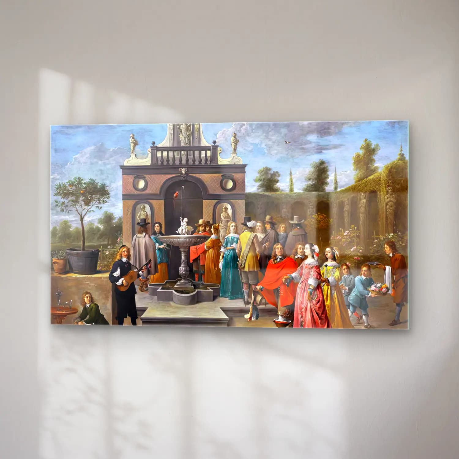 David Teniers the Younger – Elegant Company before a Pavilion in an Ornamental Garden cam tablo — sağ açıdan görünüm