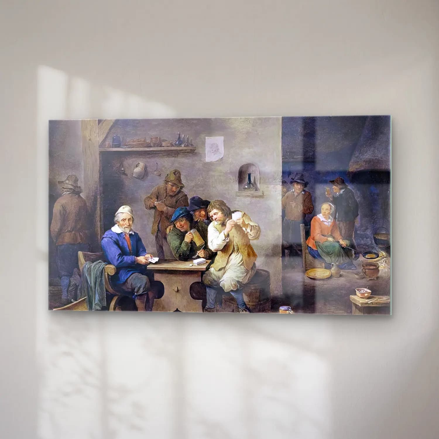 David Teniers the Younger – Figures Gambling in a Tavern cam tablo — sağ açıdan görünüm