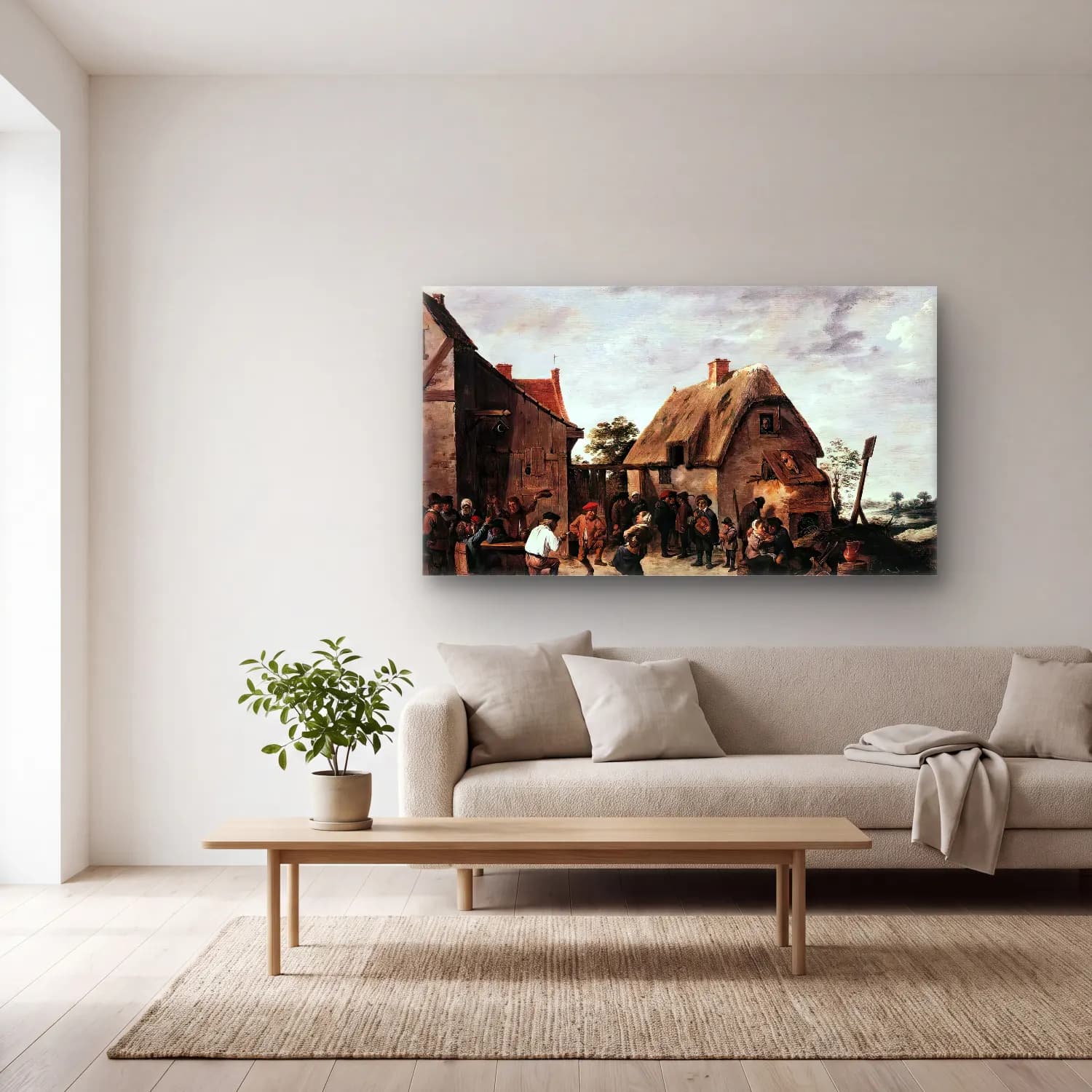 David Teniers the Younger – Flemish Kermess cam tablo — açık renk salonda