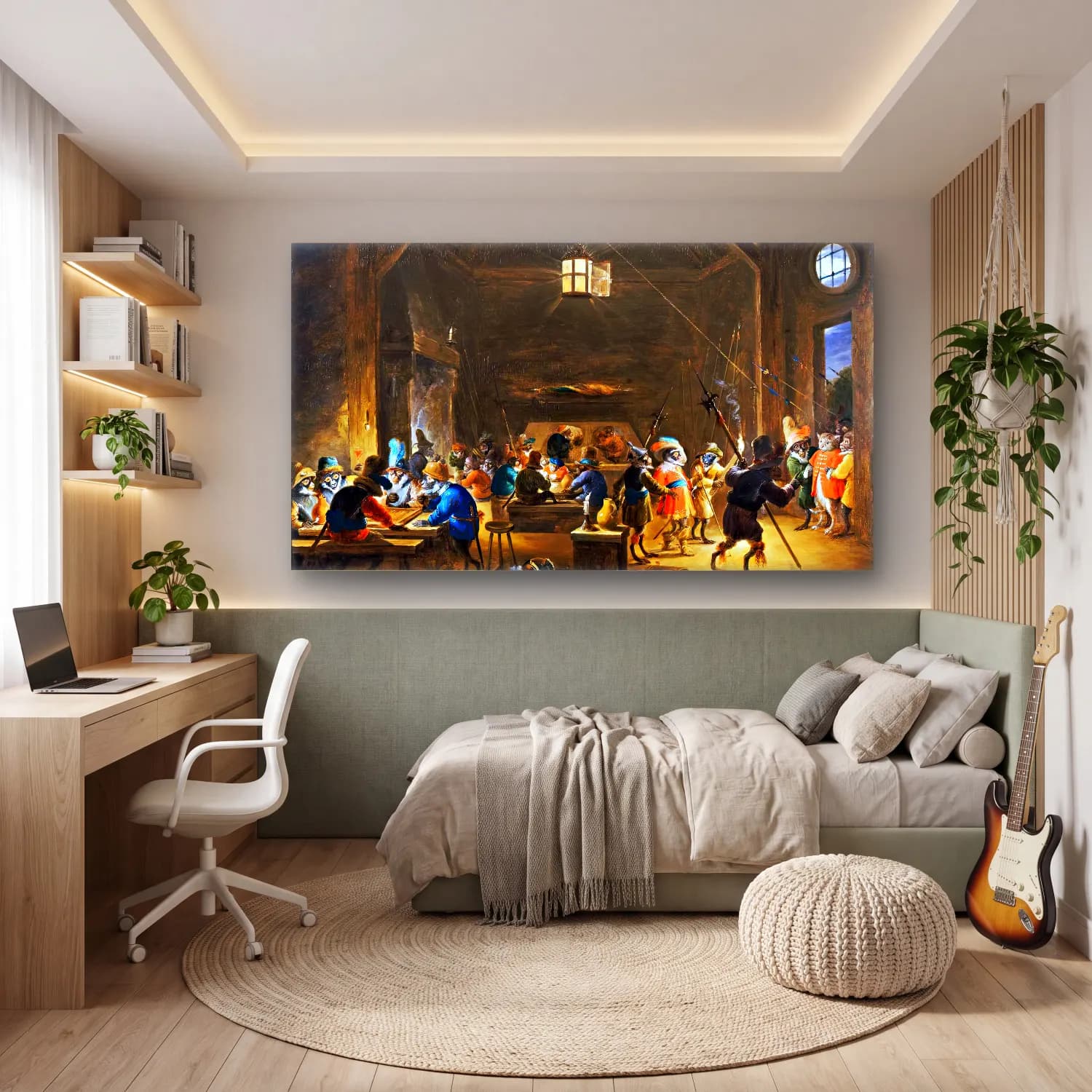David Teniers the Younger – Guardroom with Monkeys cam tablo — genç odasında