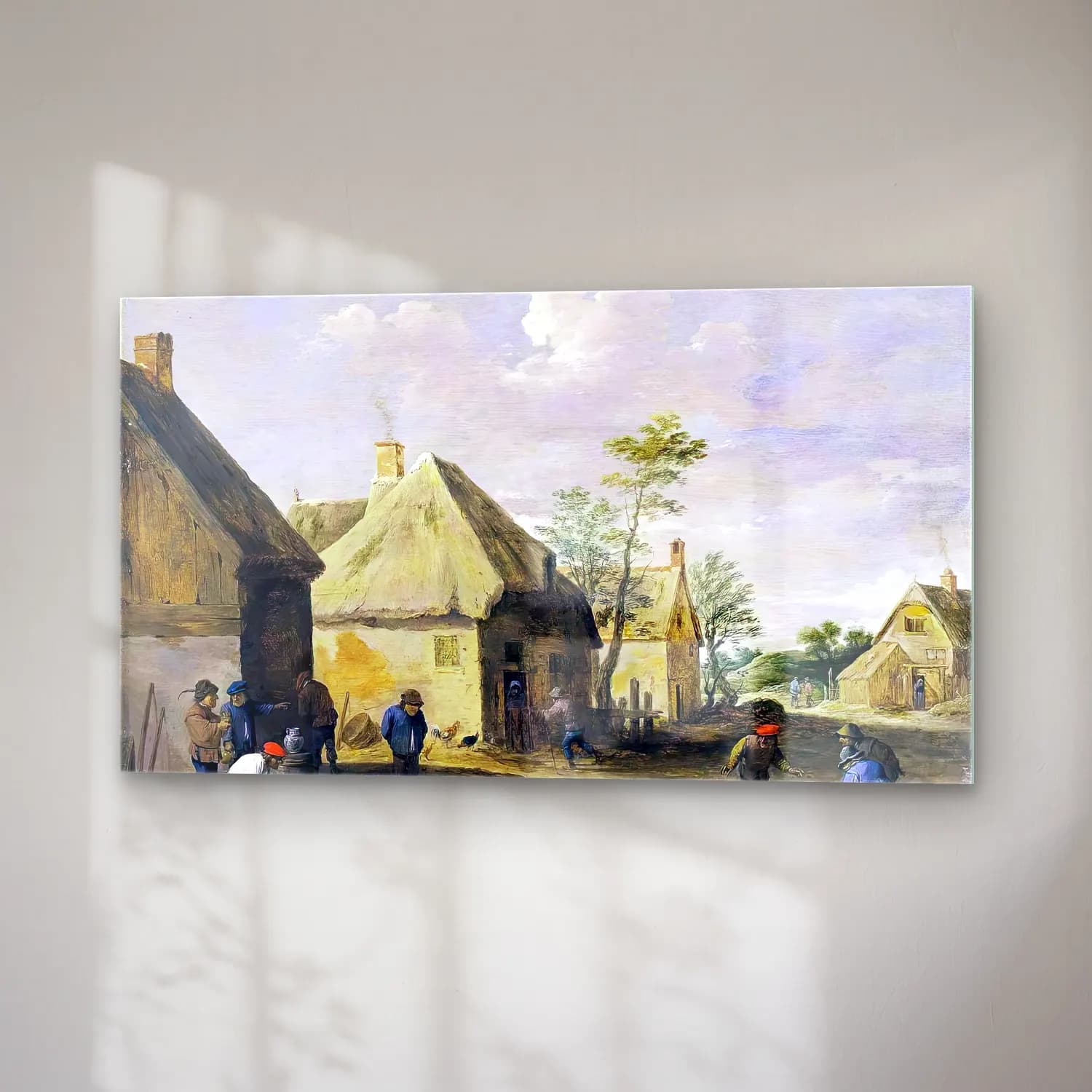 David Teniers the Younger – Peasants Bowling in a Village Street cam tablo — sağ açıdan görünüm