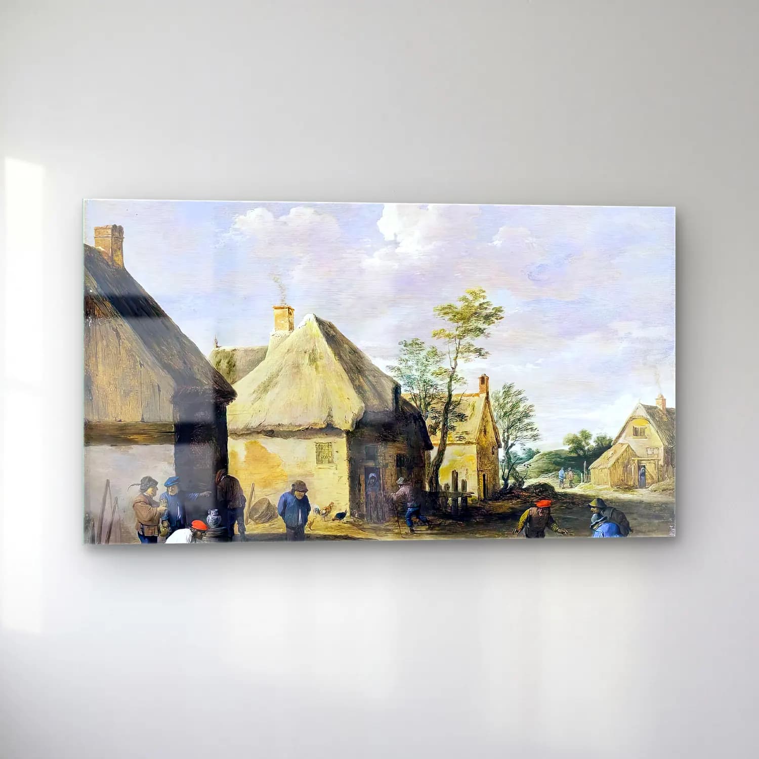 David Teniers the Younger – Peasants Bowling in a Village Street cam tablo — sol açıdan görünüm