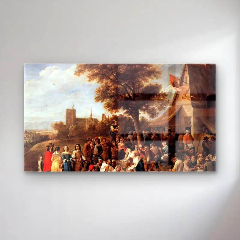 David Teniers the Younger – Peasants Merry-making cam tablo — David Teniers the Younger – Peasants Merry-making — yağlı boya kalabalık cadde