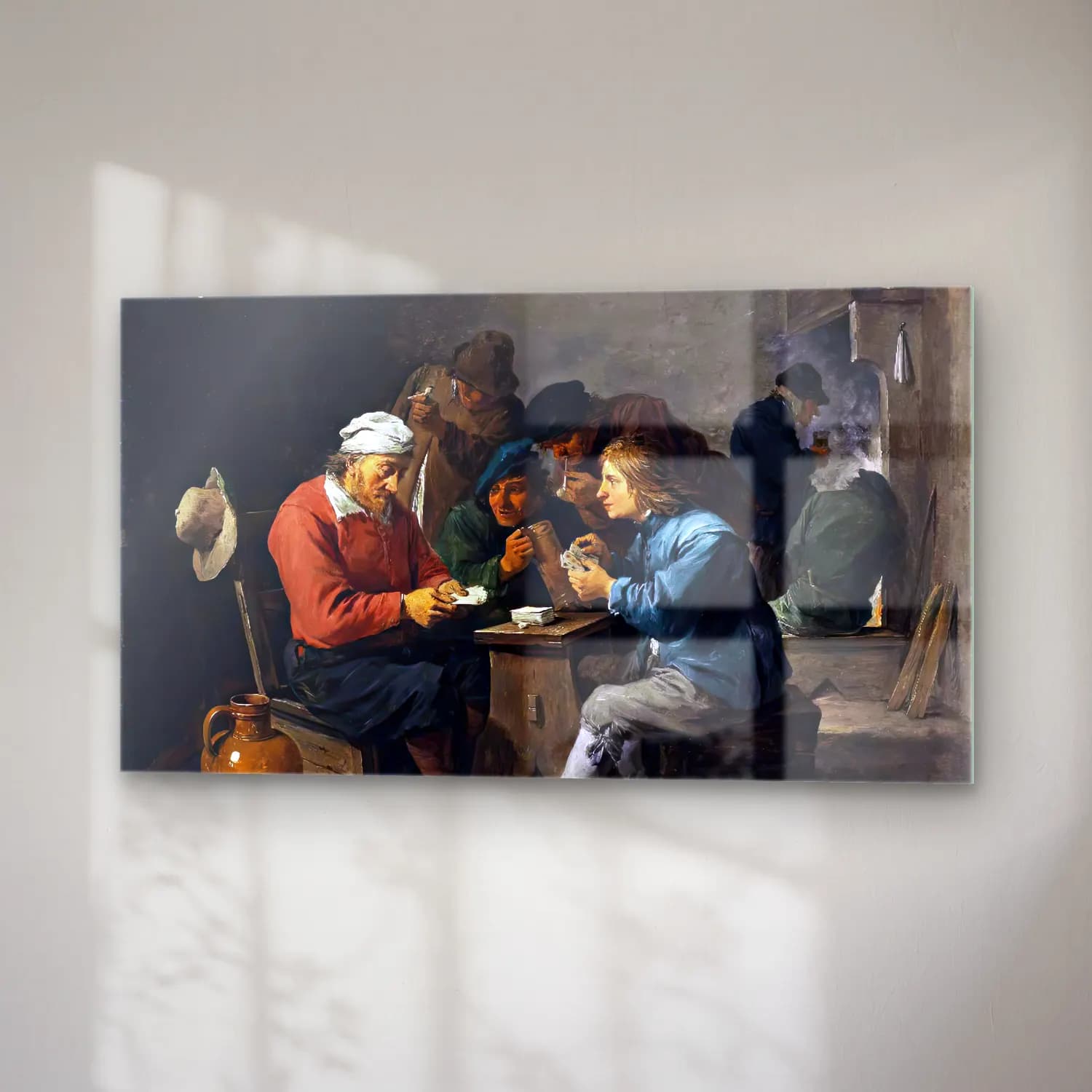 David Teniers the Younger – Peasants Playing Cards in an Interior cam tablo — sağ açıdan görünüm