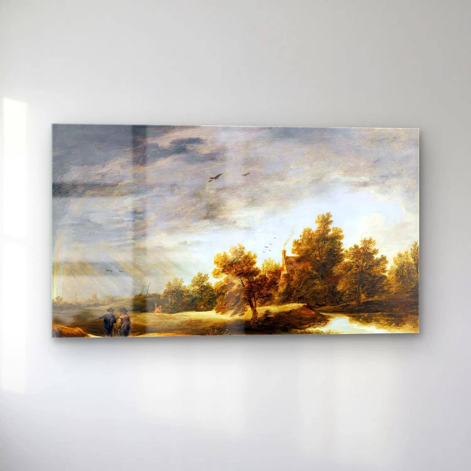David Teniers the Younger – River Landscape with Rainbow cam tablo — sol açıdan görünüm