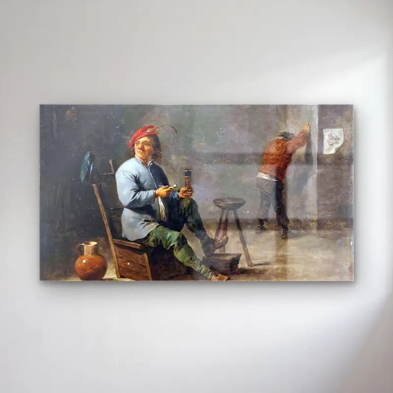 David Teniers the Younger – Smoker cam tablo — David Teniers the Younger – Smoker — yağlı boya erkek portresi