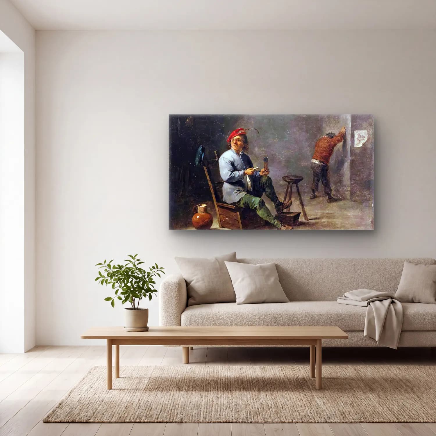 David Teniers the Younger – Smoker cam tablo — açık renk salonda