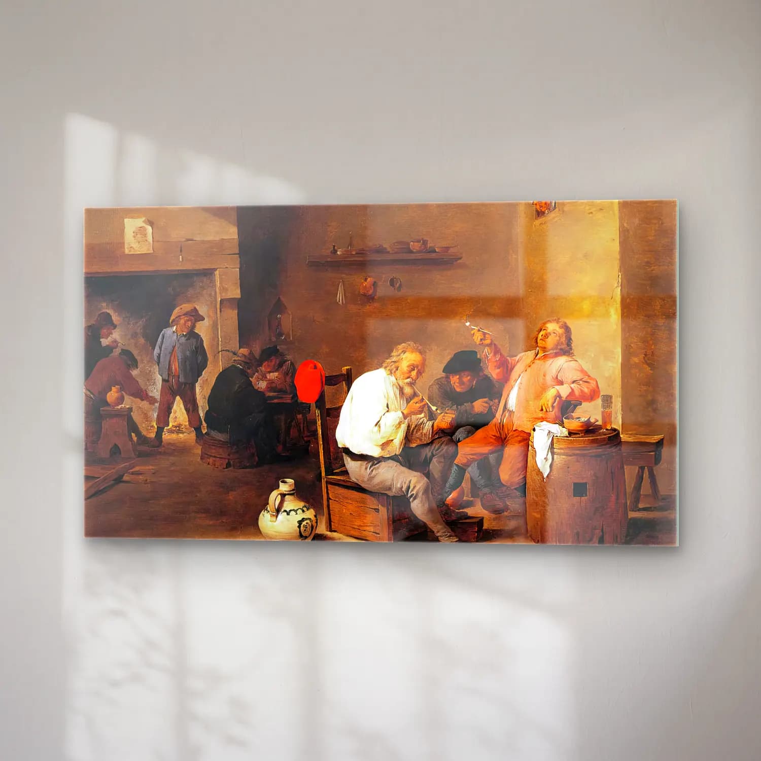 David Teniers the Younger – Smoking Peasants at an Inn cam tablo — sağ açıdan görünüm