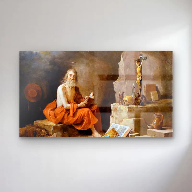 David Teniers the Younger – St Jerome cam tablo — David Teniers the Younger – St Jerome — vintage dini sahne