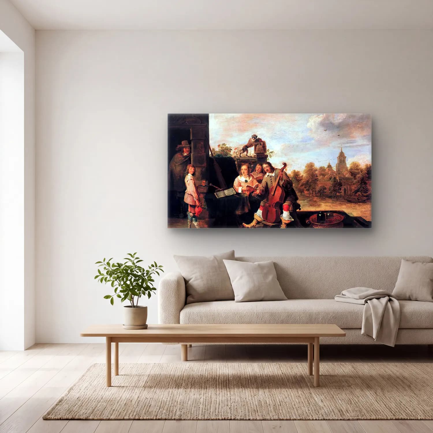 David Teniers the Younger – The Painter and His Family cam tablo — açık renk salonda