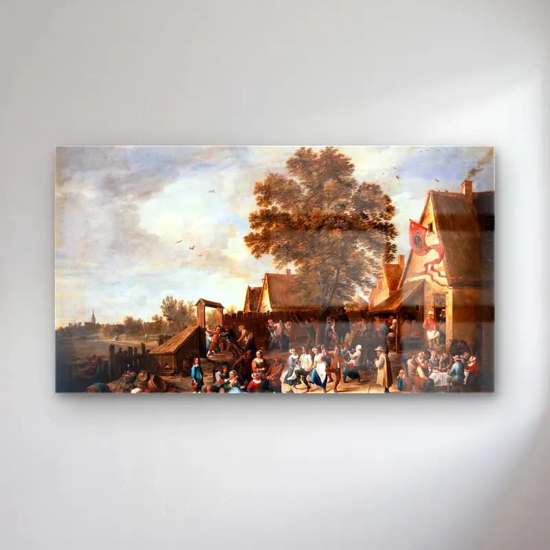 David Teniers the Younger – The Village Feast cam tablo — David Teniers the Younger – The Village Feast — yağlı boya çiçek pazarı