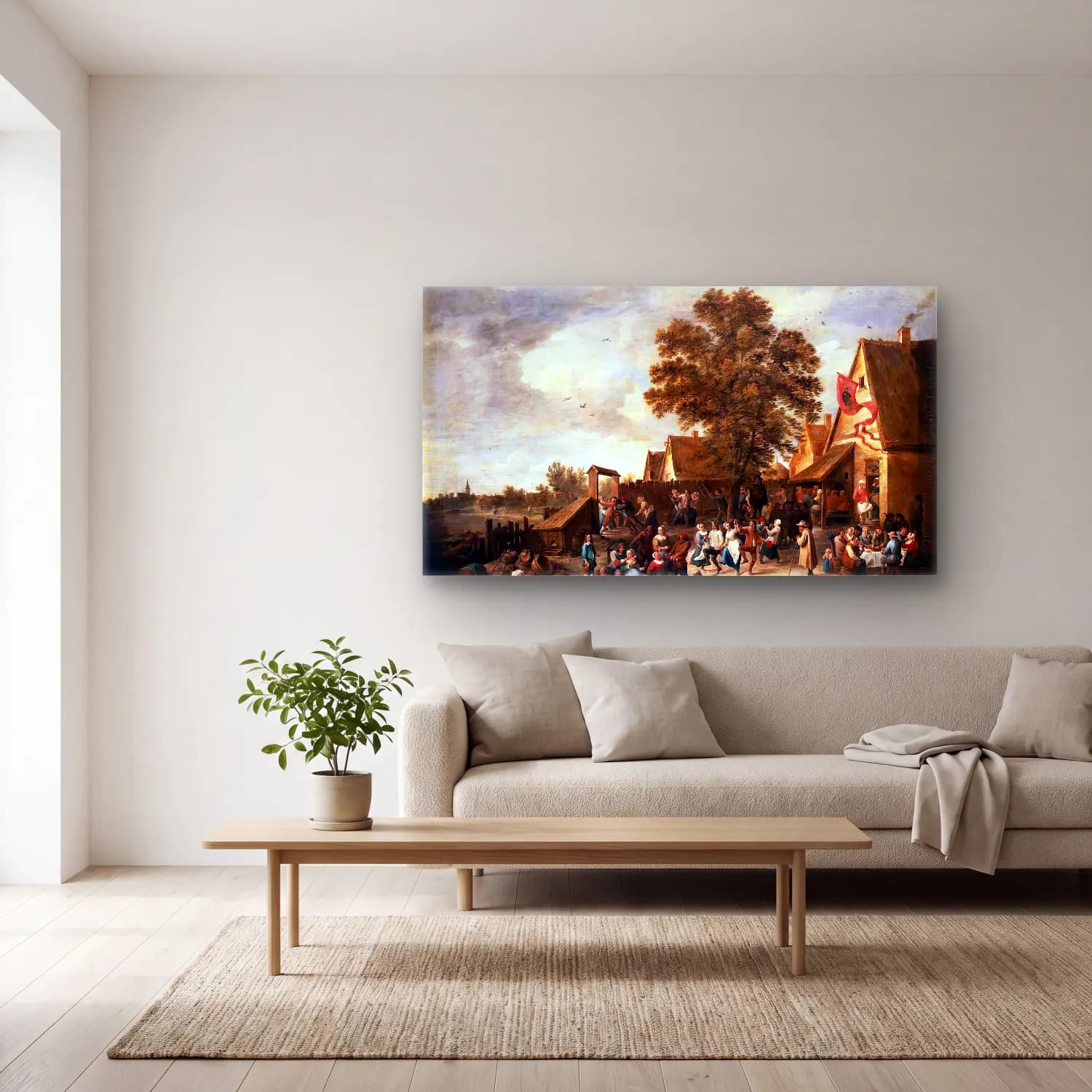 David Teniers the Younger – The Village Feast cam tablo — açık renk salonda