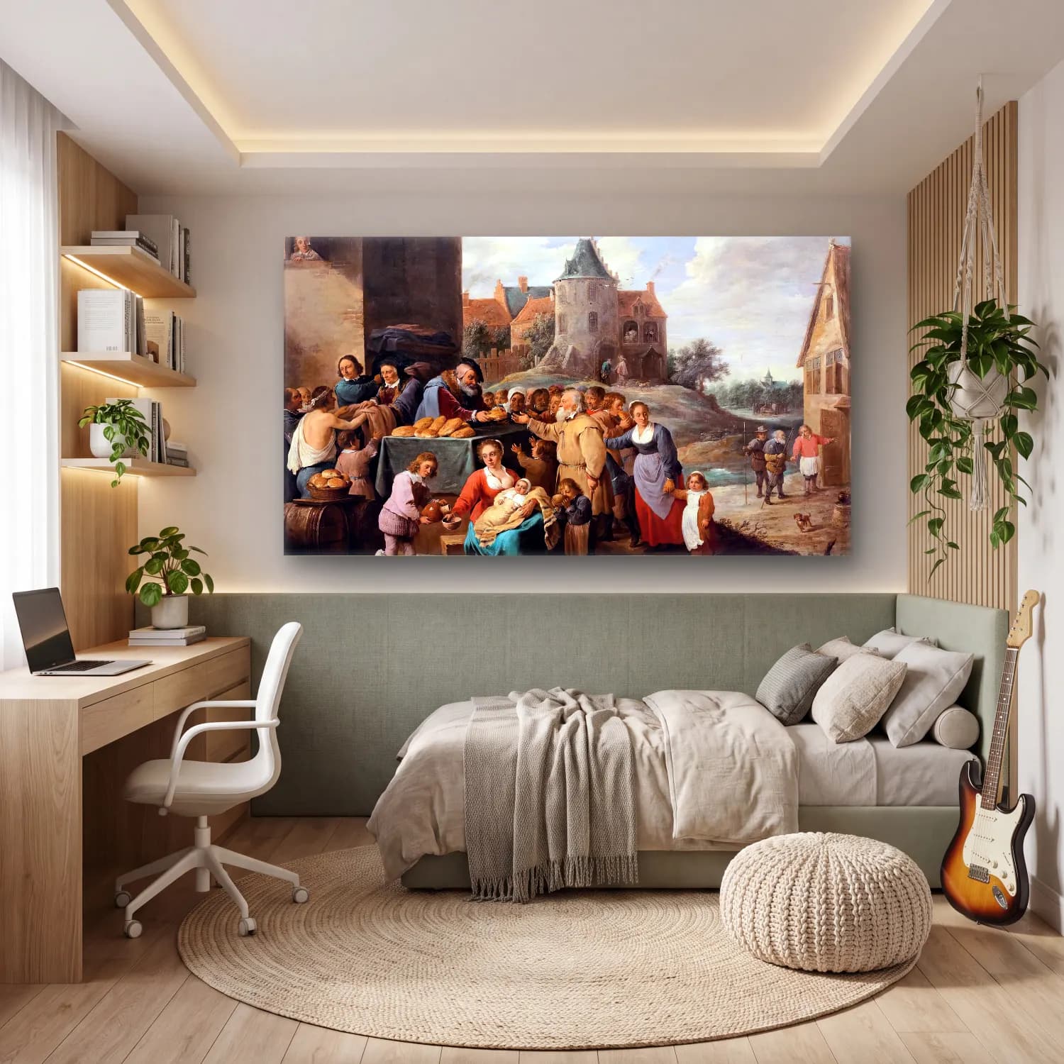 David Teniers the Younger – The Works of Mercy cam tablo — genç odasında