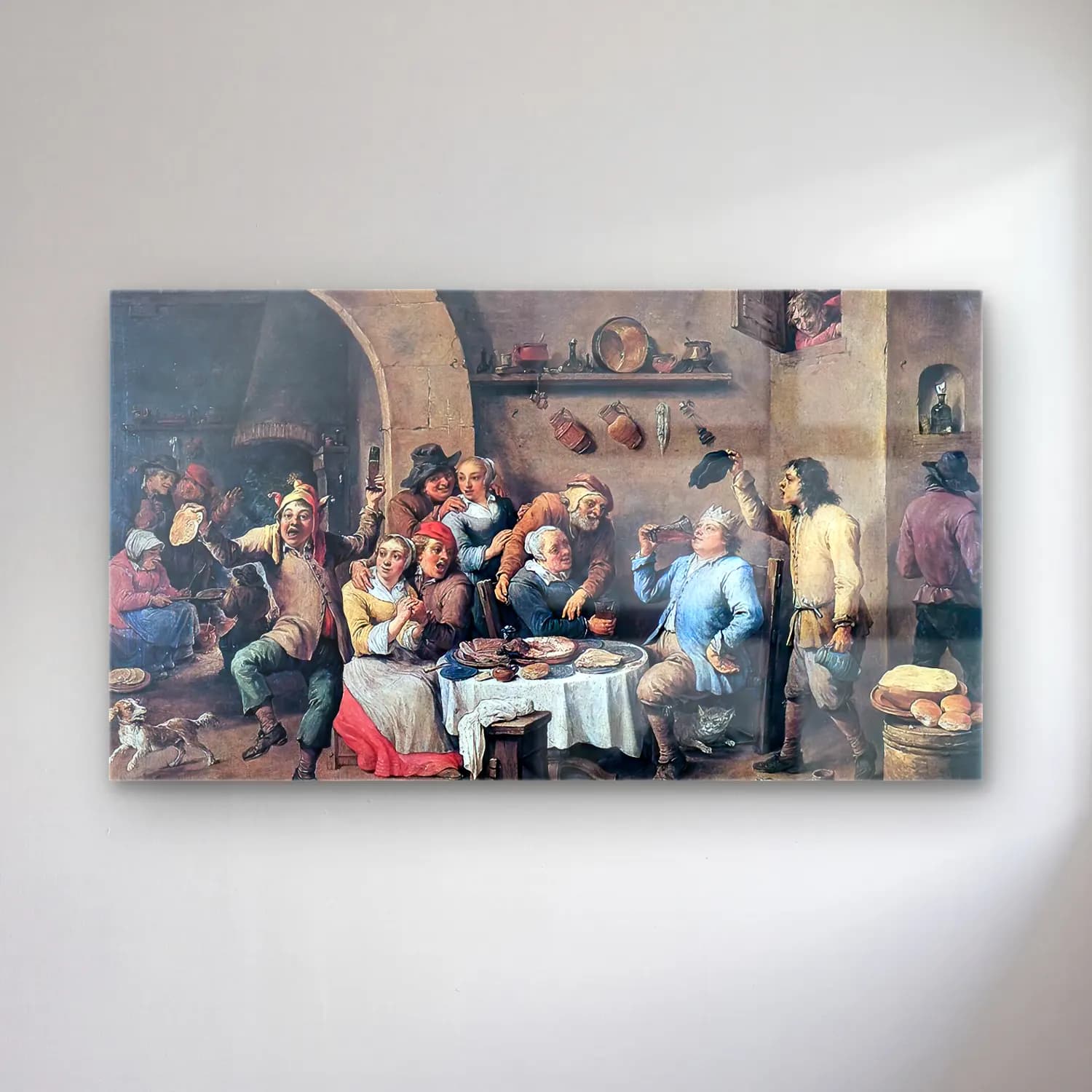 David Teniers the Younger – Twelfth-night (The King Drinks) cam tablo — David Teniers the Younger – Twelfth-night (The King Drinks) — vintage dansçılar