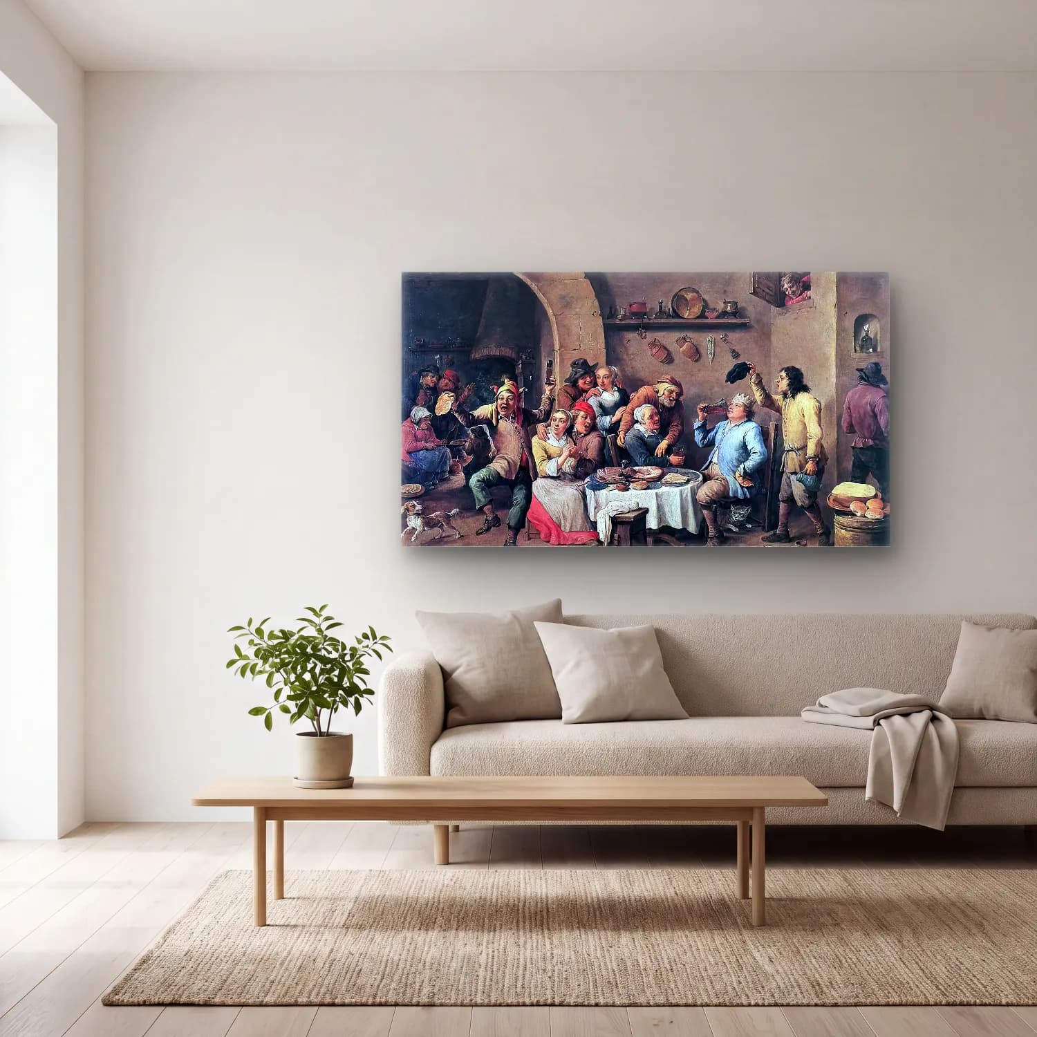 David Teniers the Younger – Twelfth-night (The King Drinks) cam tablo — açık renk salonda