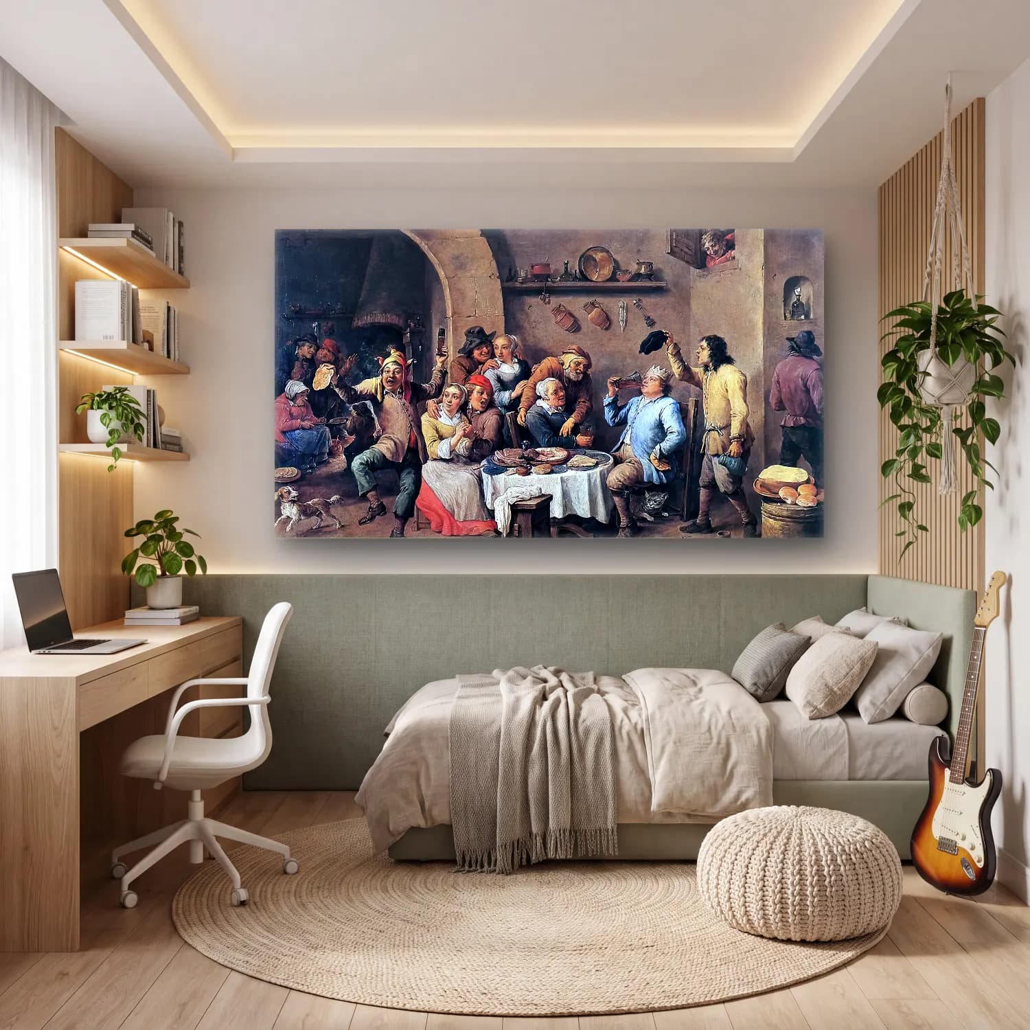 David Teniers the Younger – Twelfth-night (The King Drinks) cam tablo — genç odasında