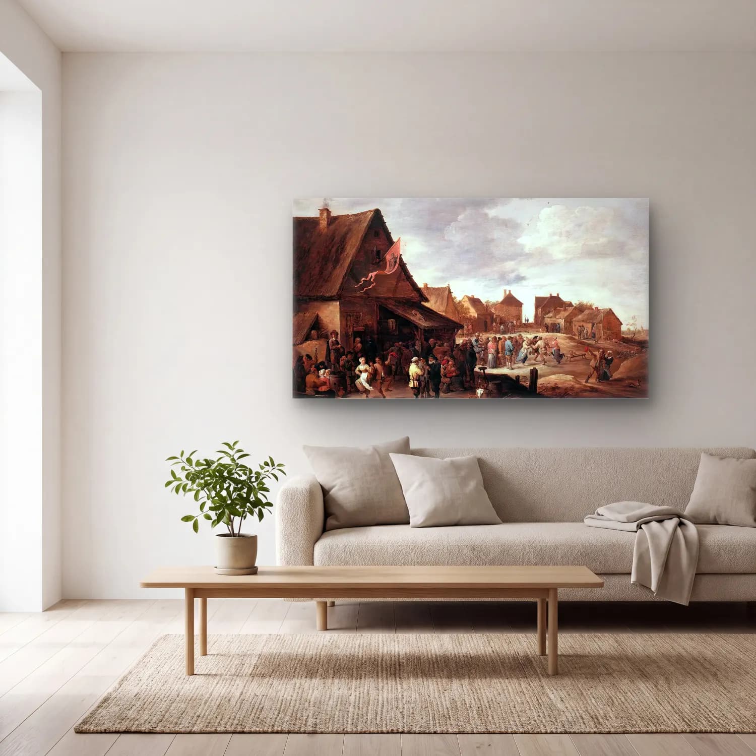 David Teniers the Younger – Village Feast cam tablo — açık renk salonda