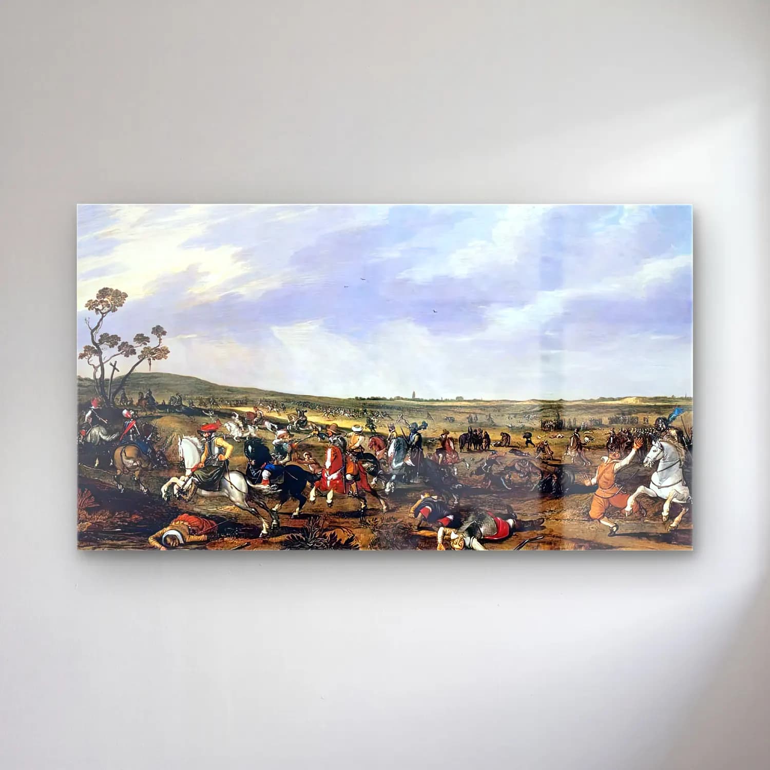 Esaias van de Velde – Battle Scene in an Open Landscape cam tablo — Esaias van de Velde – Battle Scene in an Open Landscape — vintage savaş sahnesi
