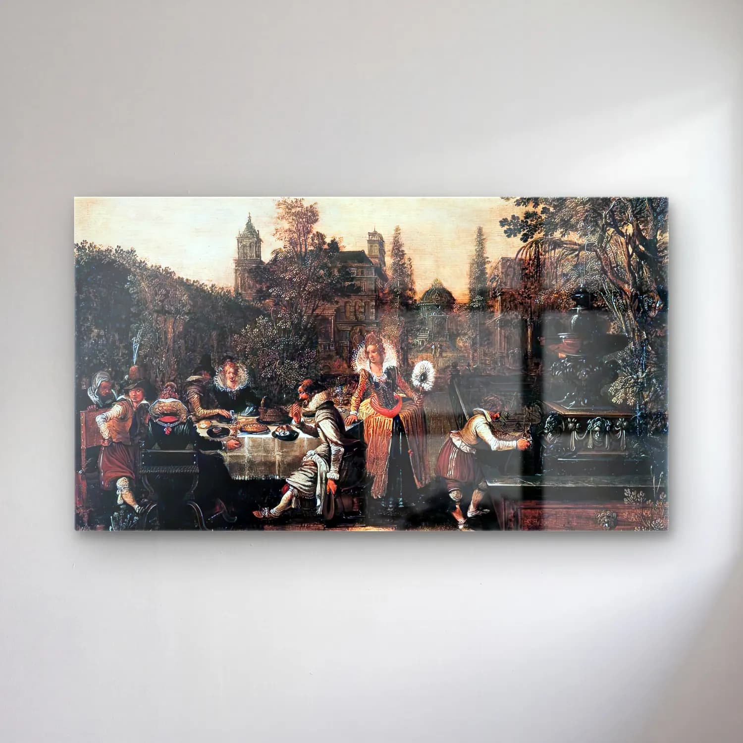 Esaias van de Velde – Garden Party before a Palace cam tablo — Esaias van de Velde – Garden Party before a Palace — vintage çiçek pazarı