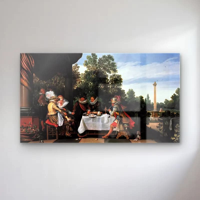 Esaias van de Velde – Merry Company Banqueting on a Terrace cam tablo — Esaias van de Velde – Merry Company Banqueting on a Terrace — yağlı boya şövalye