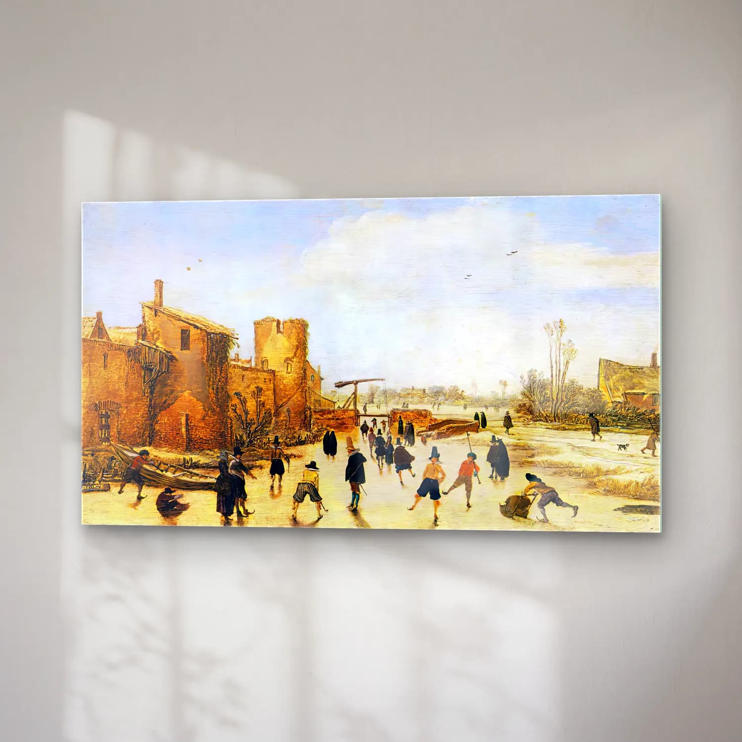 Esaias van de Velde – The Joy of Ice on a Frozen Canal near a Walled Town cam tablo — sağ açıdan görünüm