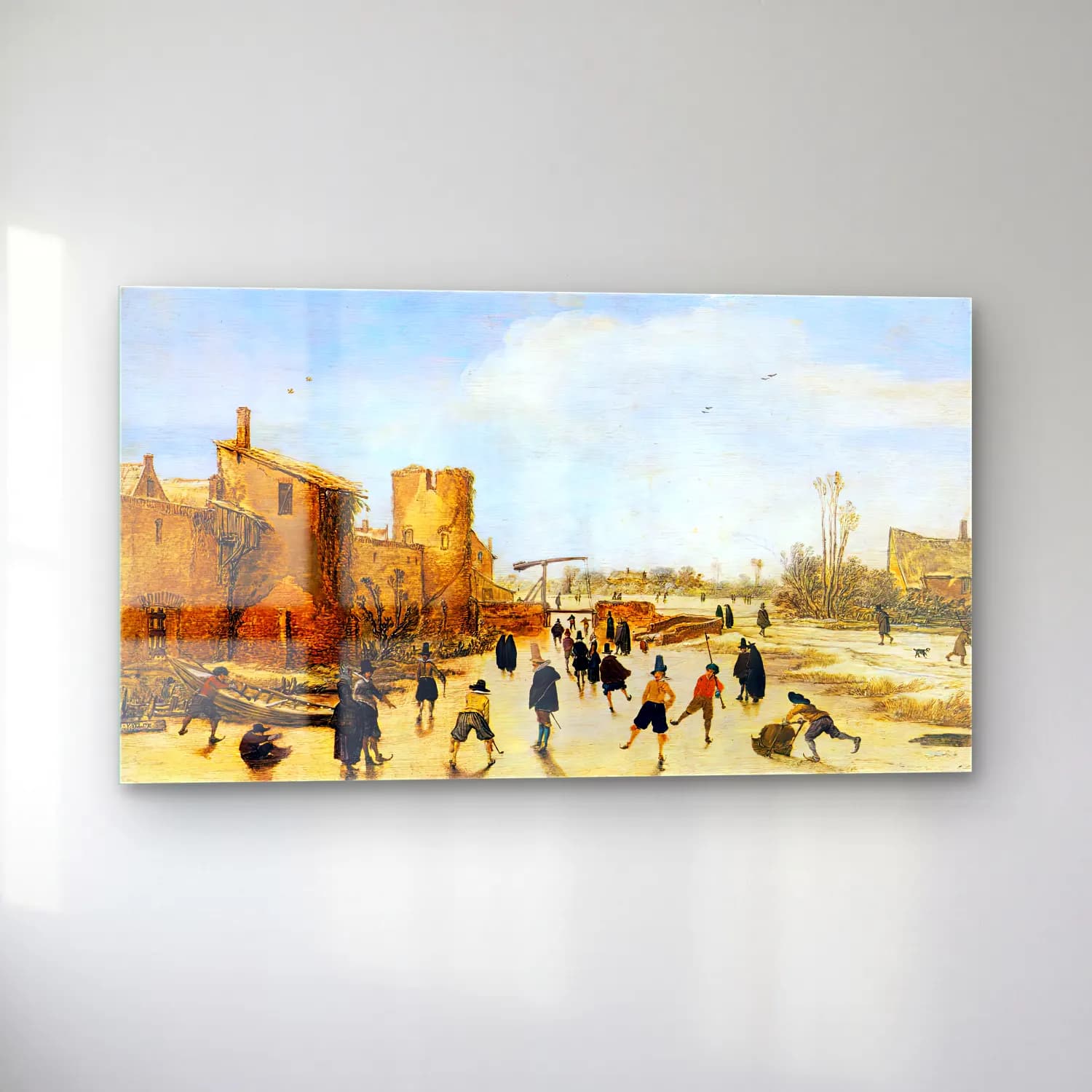 Esaias van de Velde – The Joy of Ice on a Frozen Canal near a Walled Town cam tablo — sol açıdan görünüm
