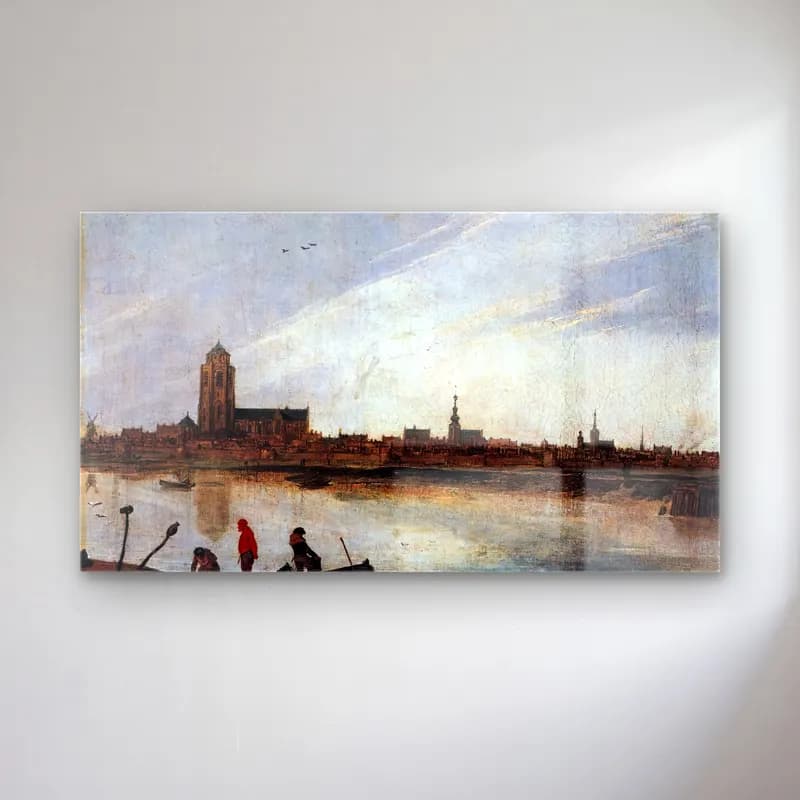 Esaias van de Velde – View of Zierikzee cam tablo — Esaias van de Velde – View of Zierikzee — yağlı boya liman ve tekneler