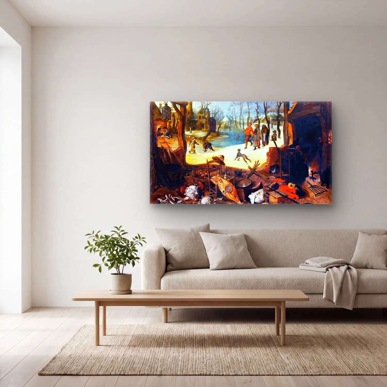 Sebastian Vrancx – Allegory of Winter cam tablo — açık renk salonda