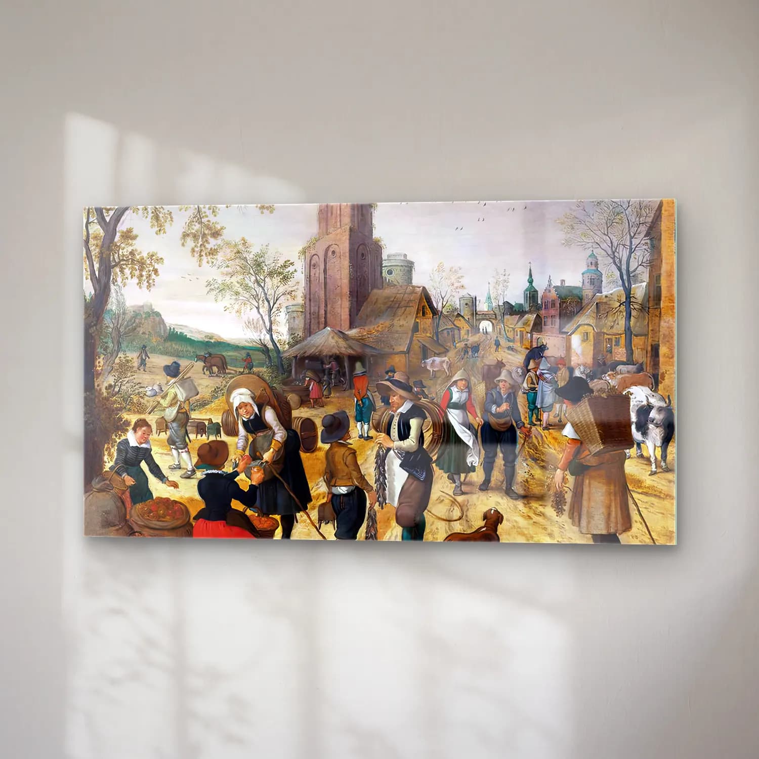 Sebastian Vrancx – Autumn, Market Scene in the Heart of a Village cam tablo — sağ açıdan görünüm