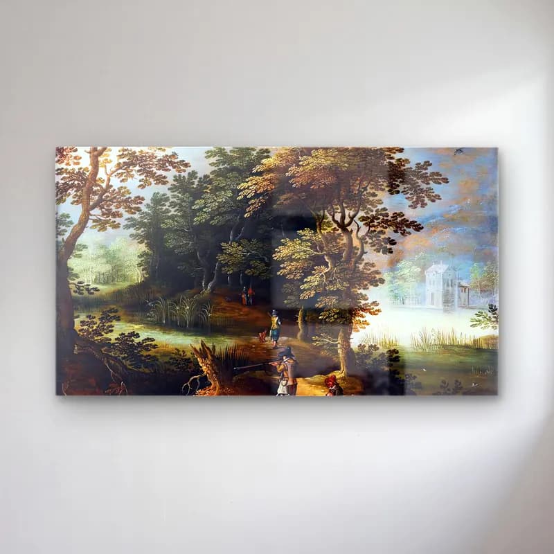 Sebastian Vrancx – Landscape with Figures Duck Flighting cam tablo — Sebastian Vrancx – Landscape with Figures Duck Flighting — vintage savaş sahnesi