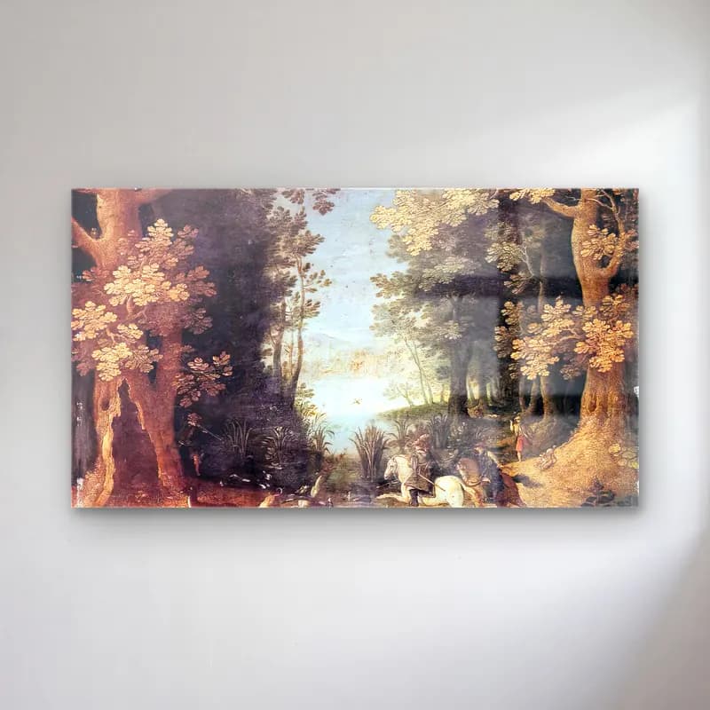 Sebastian Vrancx – Landscape with a Deer Hunt cam tablo — Sebastian Vrancx – Landscape with a Deer Hunt — empresyonist mitolojik sahne