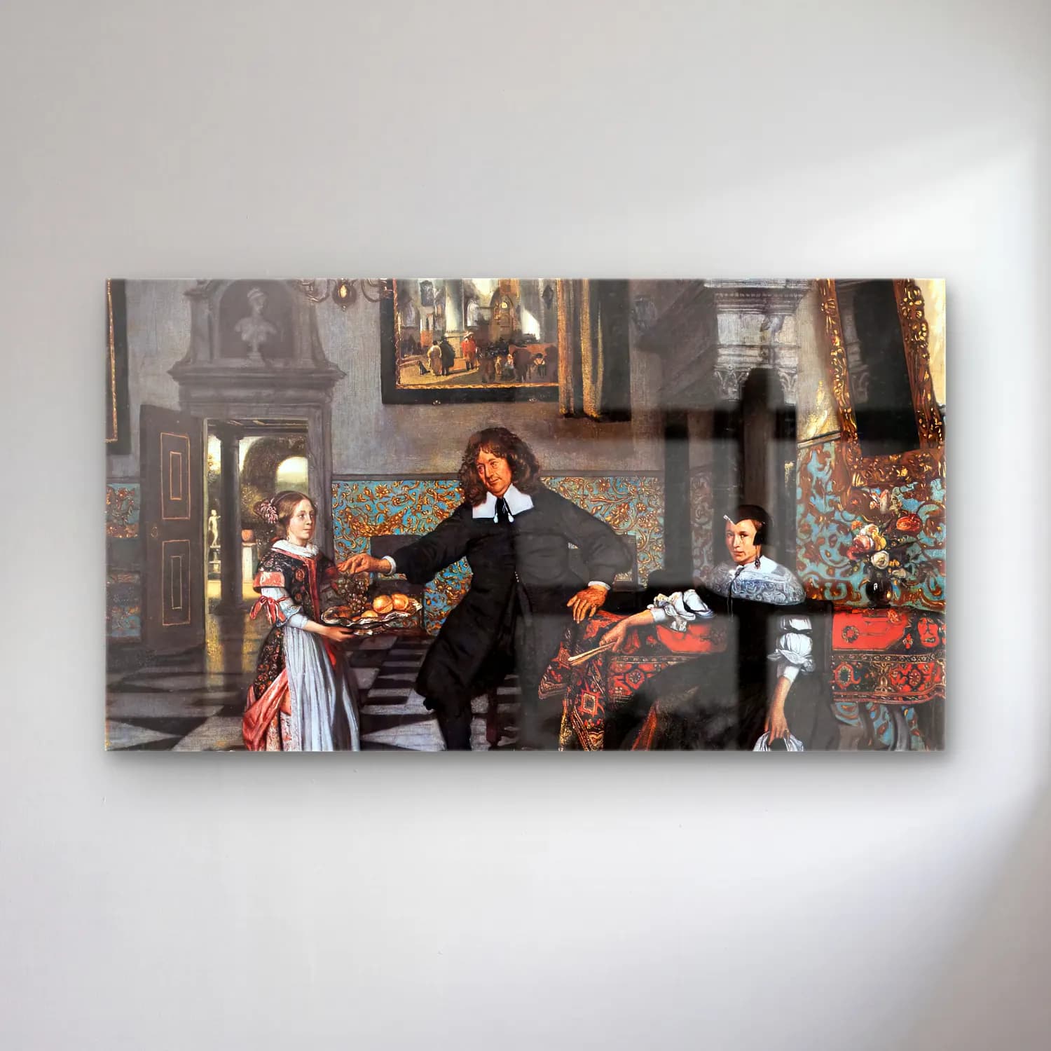 Emanuel de Witte – Portrait of a Family in an Interior cam tablo — Emanuel de Witte – Portrait of a Family in an Interior — yağlı boya erkek portresi