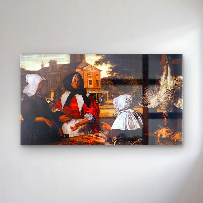 Emanuel de Witte – The Poultry Seller cam tablo — Emanuel de Witte – The Poultry Seller — yağlı boya kadın portresi