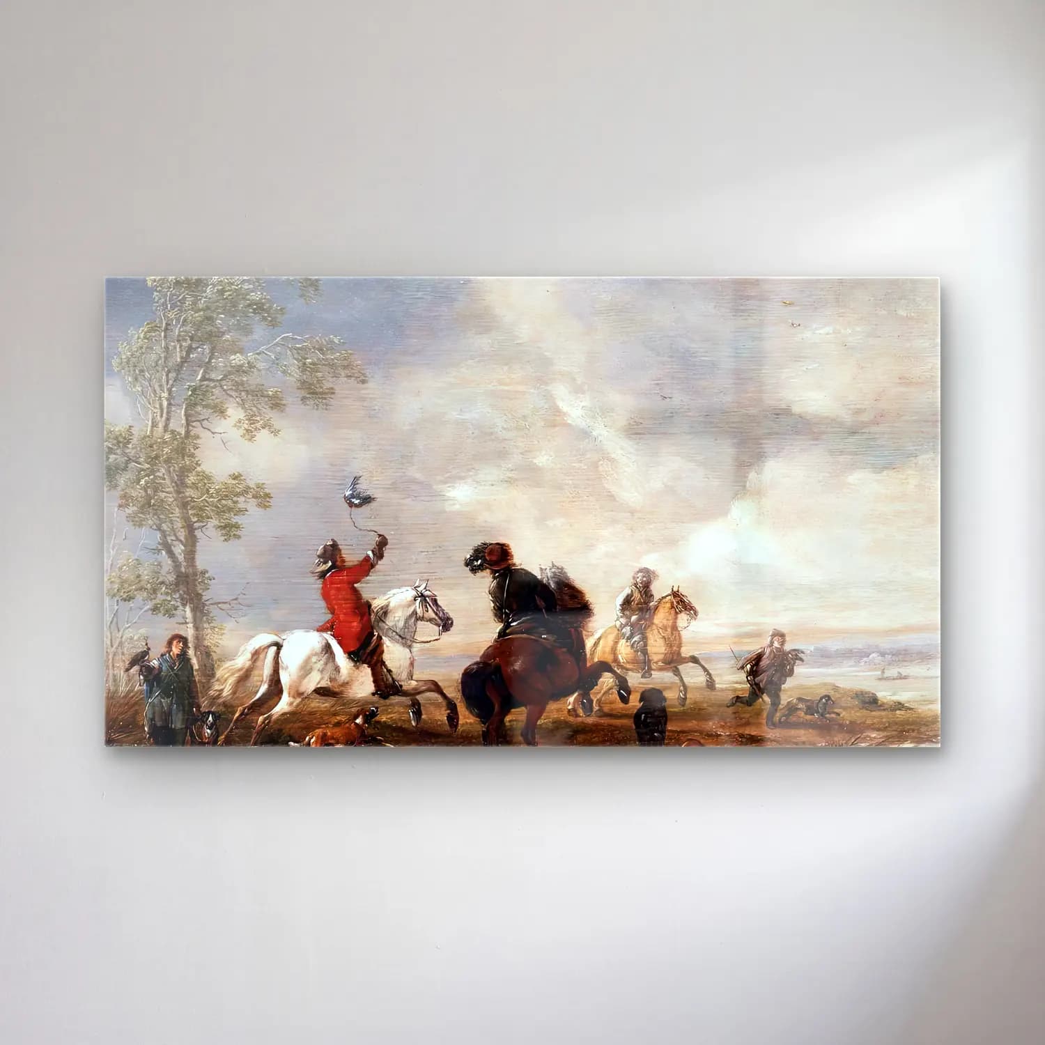 Philips Wouwerman – A Hawking Party cam tablo — Philips Wouwerman – A Hawking Party — yağlı boya savaş sahnesi