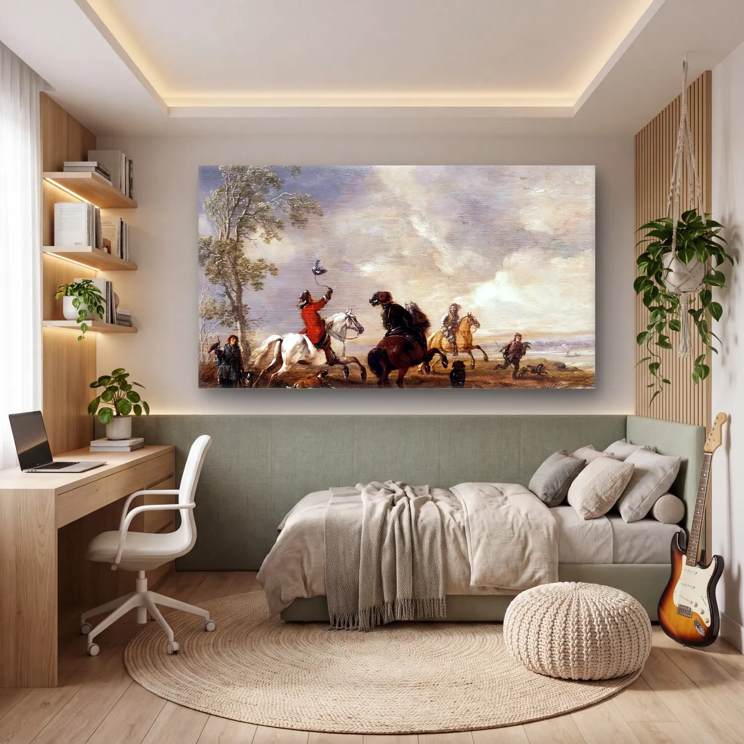 Philips Wouwerman – A Hawking Party cam tablo — genç odasında