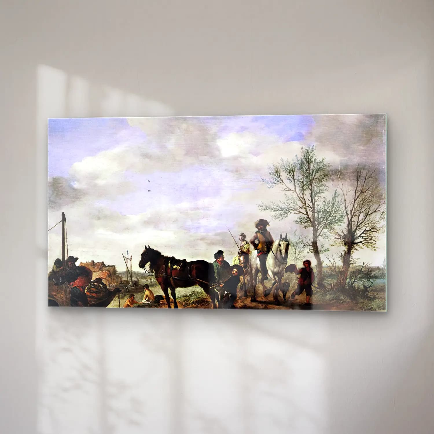 Philips Wouwerman – A Man and a Woman on Horseback cam tablo — sağ açıdan görünüm