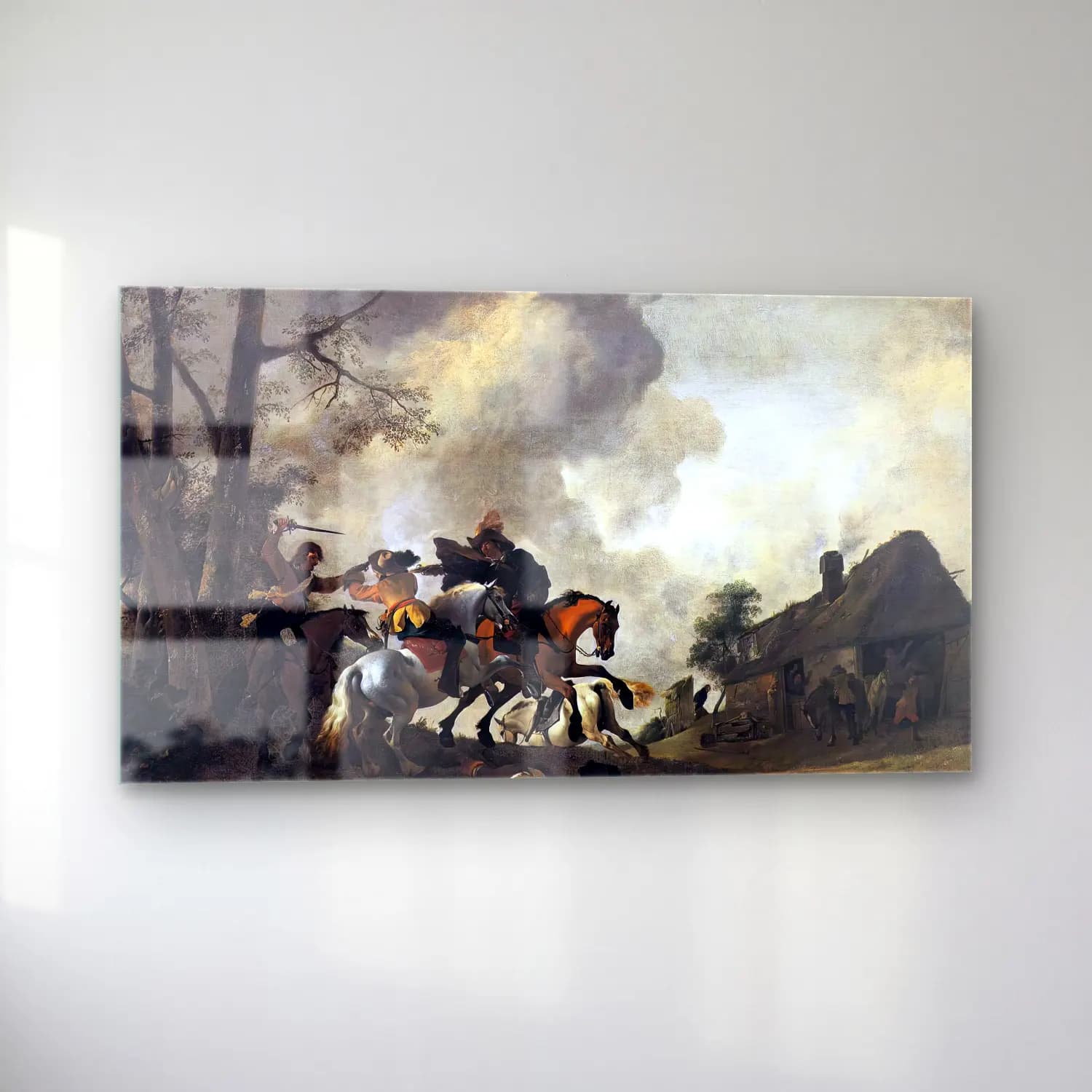 Philips Wouwerman – Battle on Horseback cam tablo — sol açıdan görünüm