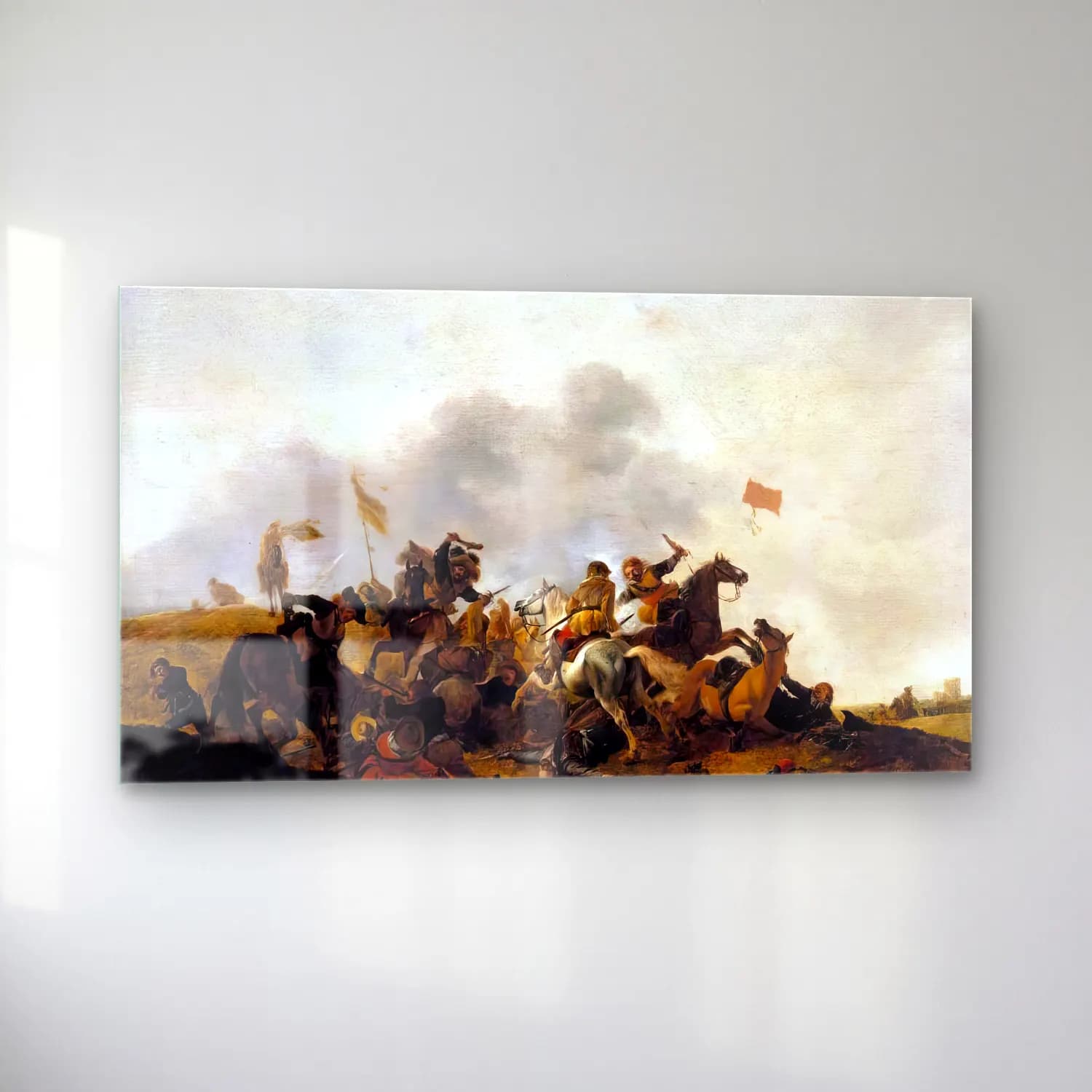 Philips Wouwerman – Cavalry Skirmish cam tablo — sol açıdan görünüm